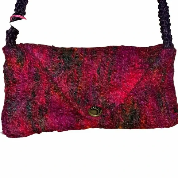 Handmade Felted Wool/Mohair Clutch Purse with Strap NWT OOAK - Picture 2 of 7